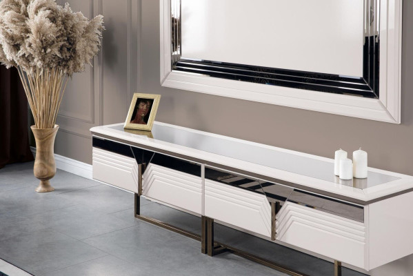 Wall unit TV stand wall panel TV cabinet lowboard white wood sideboard modern