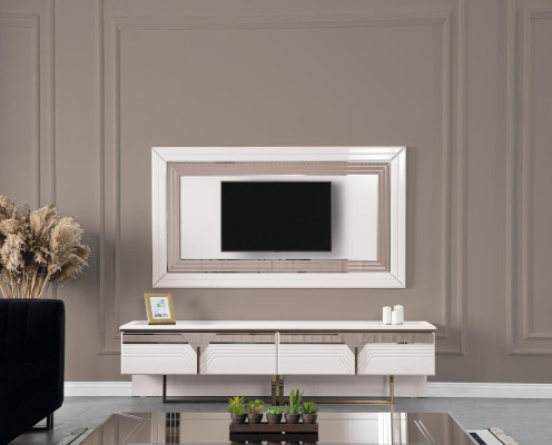 Wall unit TV stand wall panel TV cabinet lowboard white wood sideboard modern