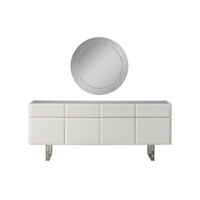 Sideboard Sideboard with Mirror Wooden Cabinet Chest of drawers Wardrobe Wood White
