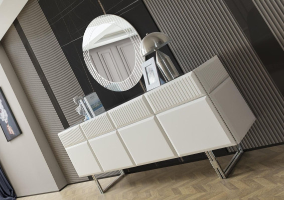 Sideboard Sideboard with Mirror Wooden Cabinet Chest of drawers Wardrobe Wood White