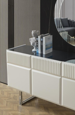Sideboard Sideboard with Mirror Wooden Cabinet Chest of drawers Wardrobe Wood White