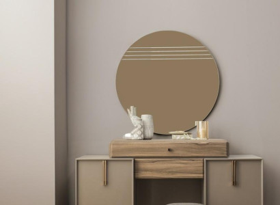 Dressing table Console table Puff Dressing table Wood Gray Mirror Set