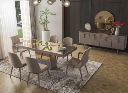 Dining table Dining room table Table Dining room Luxury Wood Beige 199 cm