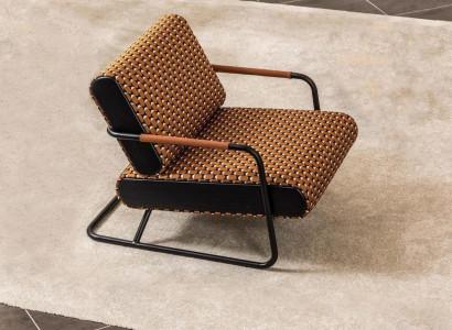 Armchair Wing Chair 1 Seater Orange Classic Living room Fabric Design