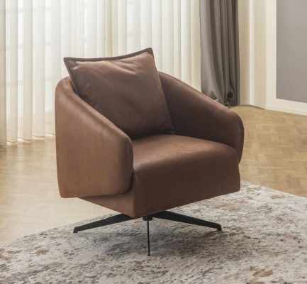 Armchair wing chair swivel chair single seater seater imitation leather brown design