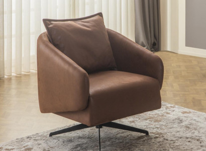 Armchair wing chair swivel chair single seater seater imitation leather brown design
