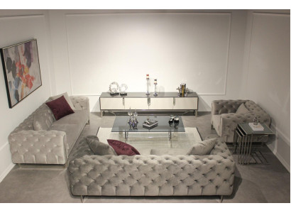 Living room Furniture Set 6-piece sofa set 2x three-seater modern TV stand