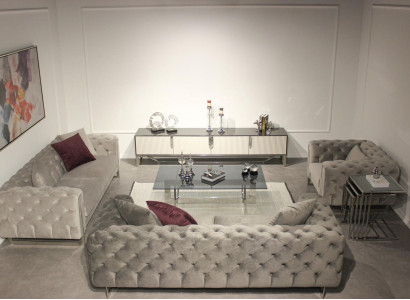 Living room Furniture Set 6-piece sofa set 2x three-seater modern TV stand