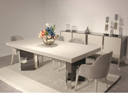 Dining room Design Set 6 pcs Design Dining table with 4х Chairs Modern Sideboard