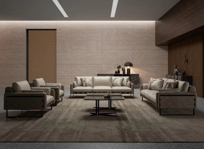 Living room set 6 pieces modern 2x coffee table designer sofa set 2x three seater