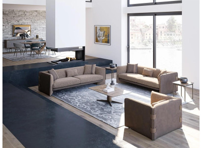Design Luxury Living room 6pcs Suite Upholstered furniture Furnishings Three Seater Sofas