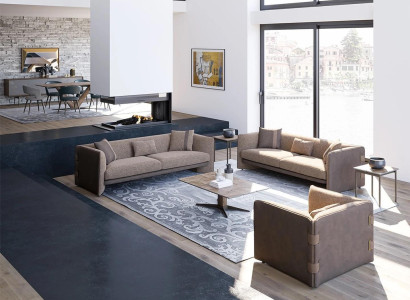Design Luxury Living room 6pcs Suite Upholstered furniture Furnishings Three Seater Sofas