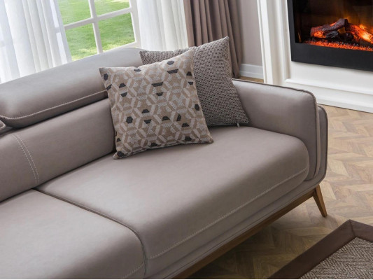 Living room 2x Sofa Set Three Seater Imitation leather Modern Armchair new Design Coffee table
