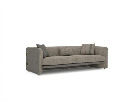 Komolett Set 6 pieces three-seater sofa new Armchair 2x Coffee table Wood 2x Side table