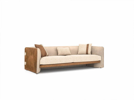Complete 5-piece furniture three-seater sofa luxury armchair modern wood coffee table