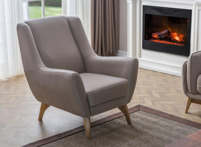 Luxury Armchair Gray Imitation leather Design Furniture Living room Furnishings Upholstered furniture