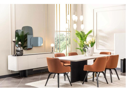 Dining corner Dining room furniture White 9pcs Dining room Dining table Chairs Dining set