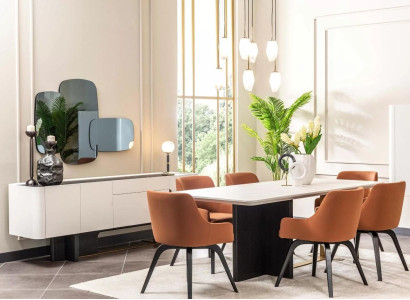Dining corner Dining room furniture White 9pcs Dining room Dining table Chairs Dining set