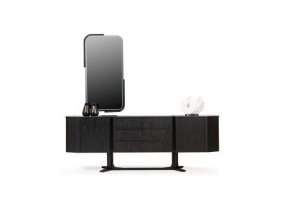 Sideboard Group Sideboard with Mirror Chest of drawers Wardrobe Black Set