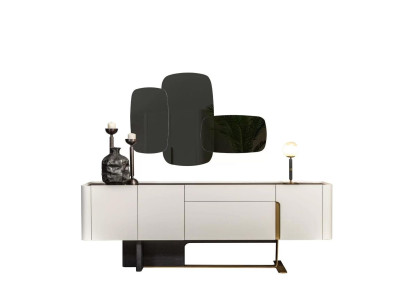 Sideboard Sideboard White Wardrobe Mirror Chest of drawers Wood Suite Chest of drawers