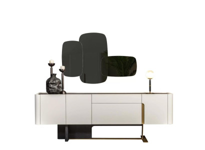Sideboard Sideboard White Wardrobe Mirror Chest of drawers Wood Suite Chest of drawers