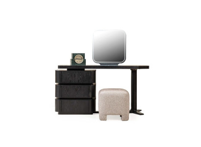 Dressing table Dressing table Mirror Console table Wood Black Set 3pcs