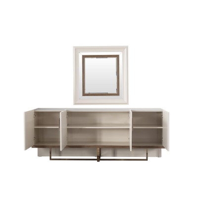 Suite Sideboard with Mirror Sideboard Chest of drawers Wardrobe Wood White Set