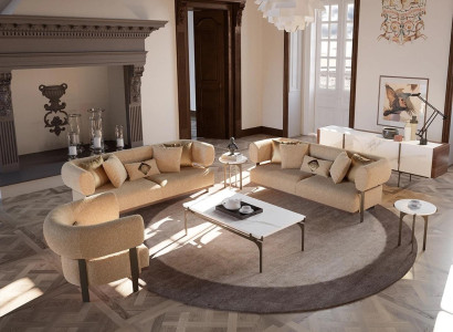 Beige Sofa set Design Upholstered furniture Living room Set 6pcs Furnishings