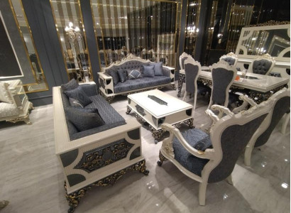 Modern 4-piece living room set, stylish 2x sofas, designer armchair new