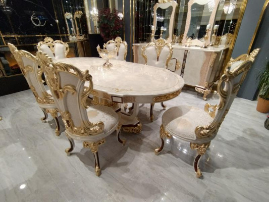Dining room set luxury chair set 6x chairs dining set suite armchairs sideboard