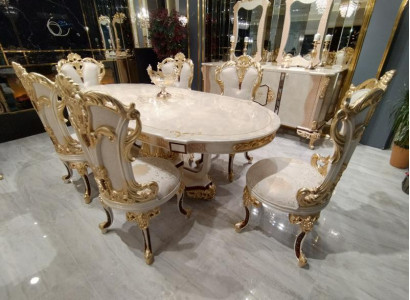 Dining room set luxury chair set 6x chairs dining set suite armchairs sideboard