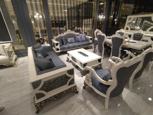 Designer Living room Set 2x Sofas, Stylish Armchair Luxury Living room Set