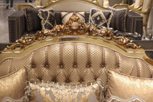 Sofa set 331 Seater Textile Complete Set Sofa Armchair Wood Chesterfield