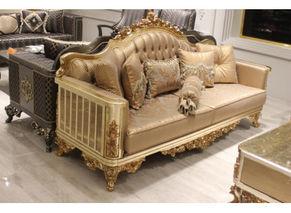Sofa set 3+3 Seater Living room Set Design Sofa Gold Chesterfield Textile new