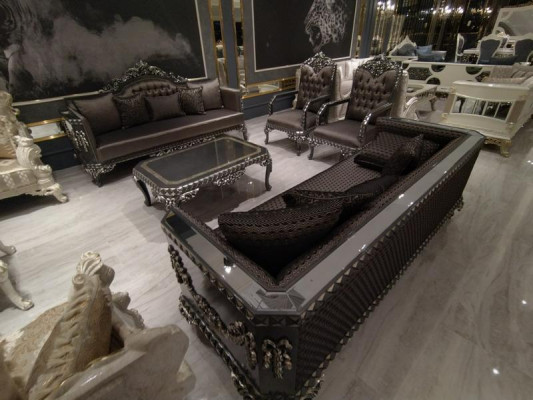 Comfortable living room set Suite 3+1+1 and new luxury 2x armchair brown