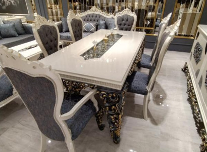 Luxurious Dining room Set with Dining table, 6 chairs and stylish elegance