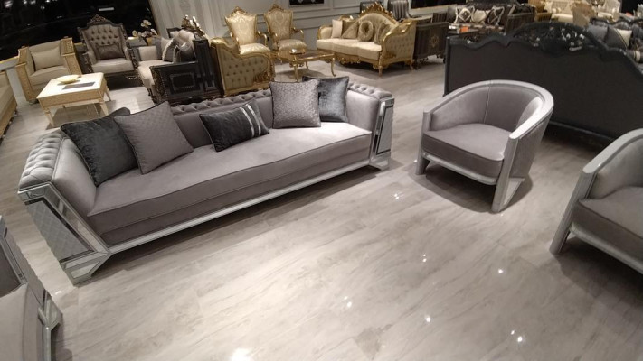 Chic Furniture Sofa set set 3+1+1 Sofa set Sofas 2x Armchair Gray