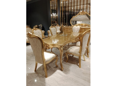 Design Dining room Complete Dining table + 6x Chairs Classic Furniture wooden table new