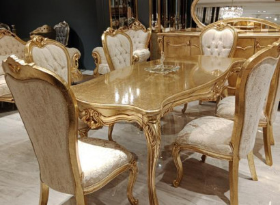 Design Dining room Complete Dining table + 6x Chairs Classic Furniture wooden table new