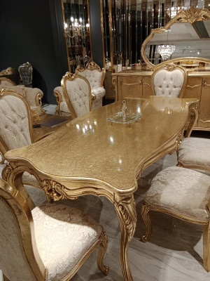 Design Dining room Complete Dining table + 6x Chairs Classic Furniture wooden table new