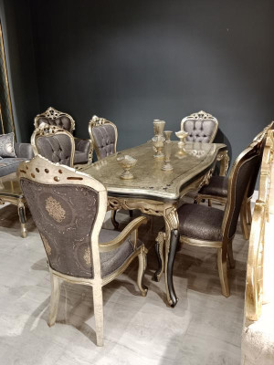 Modern Dining room Furniture luxurious Dining table + 6x Chairs Table Chairs