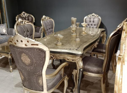 Modern Dining room Furniture luxurious Dining table + 6x Chairs Table Chairs