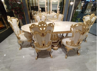 Suite Dining room Chair Set 6x Chairs Luxury Furniture Group Armchair Seating Set