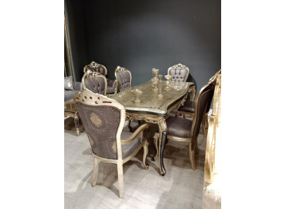 Exquisite Dining room Furniture luxurious Dining table + 4x Table Chairs Gold