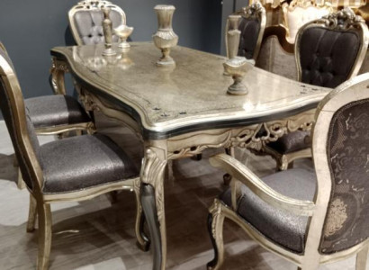 Designer Dining room Furniture Dining table from Wood Table Gold Space for 6 People