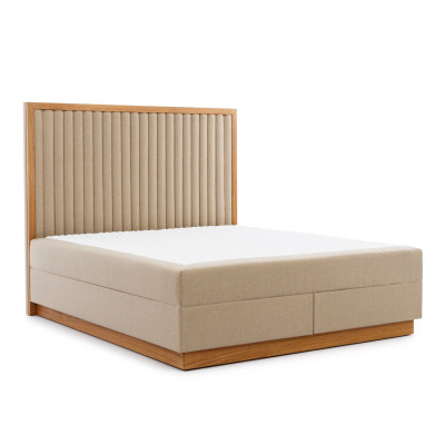 Beige Bedroom Double bed 2x Luxury Bedside tables Noble Wood Furniture 3pcs