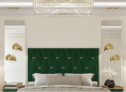 Stylish Green Bedroom Double bed Bed frame Wood Bedside tables