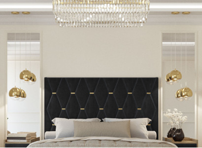 Black Bedroom Suite Double bed 2x Luxury Bedside tables 3-piece set
