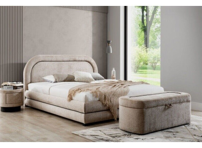 exclusive Beige Bedroom Suite Double bed Upholstery Bedside tables