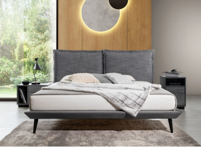 Stylish Bedroom Gray Bed 2x Bedside tables Luxury Beds 3pcs